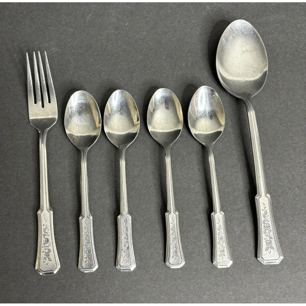 6 Stanley Roberts Rogers Landscape Flatware Pieces Teaspoons Dinner Fork Spoon